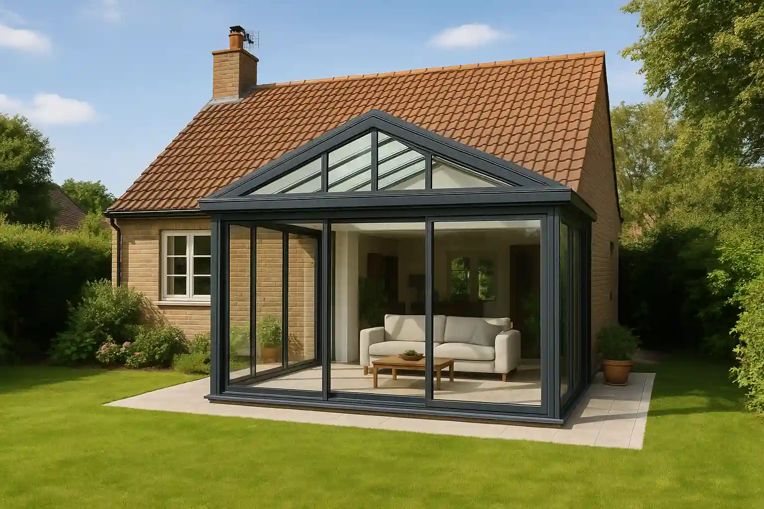 maison avec veranda moderne jardin